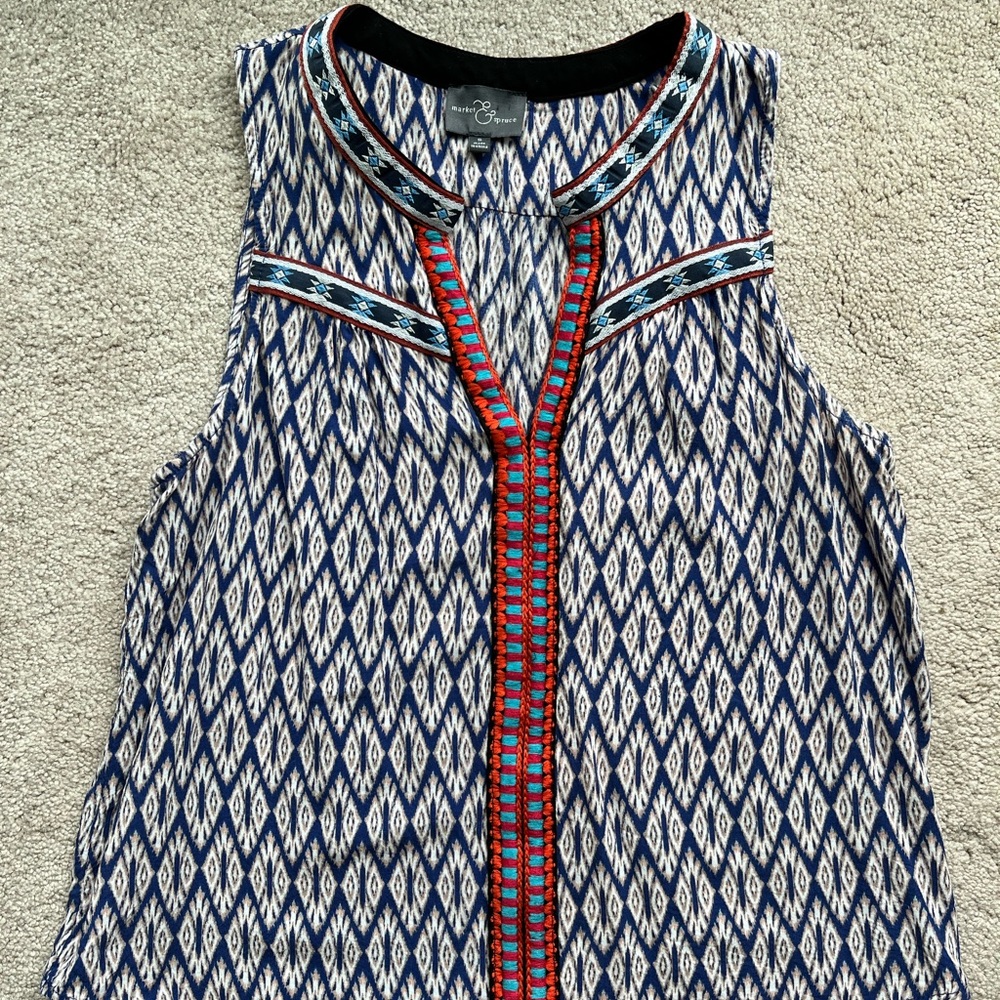 Market & Spruce blue boho patterned tank blouse size S